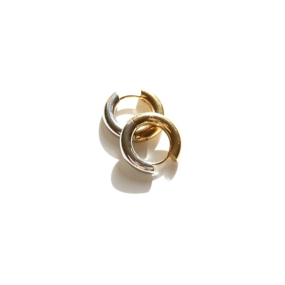 14K Gold Filled Two Tone Hoop Earrings - Picture 4 of 4